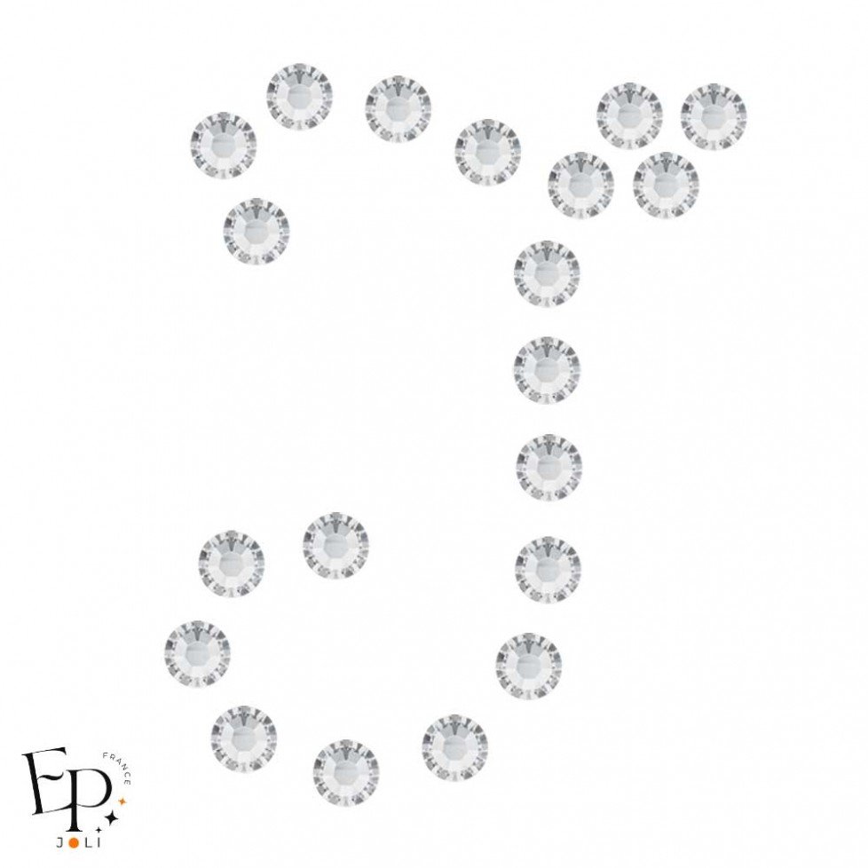 Motif J avec Strass Hotfix Swarovski Xilion 2038 coloris Cristal thermocollant
