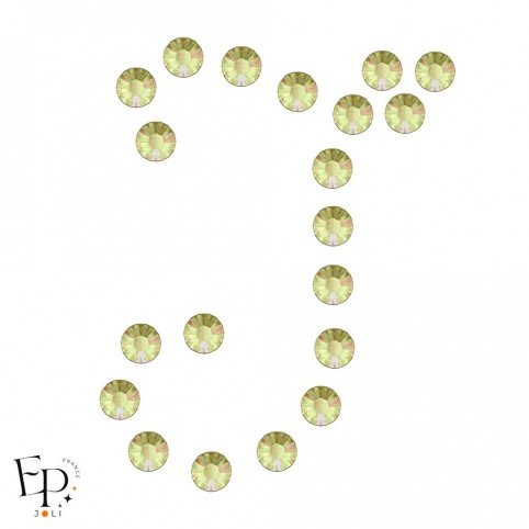 Motif J avec Strass Hotfix Swarovski Xilion 2038 coloris Vert Lumineux (Luminous Green) thermocollant