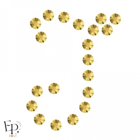Motif J avec Strass Hotfix Swarovski Xilion 2038 coloris Soleil métallisé (Metallic Sunshine)