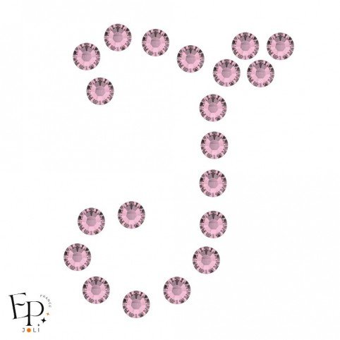 Motif J avec Strass Hotfix Swarovski Xilion 2038 coloris Vieux Rose (Cristal Antique Pink) thermocollant