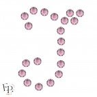 Motif J avec Strass Hotfix Swarovski Xilion 2038 coloris Vieux Rose (Cristal Antique Pink) thermocollant