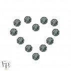 Motif Coeur avec Strass Hotfix Swarovski Xirius 2078 SS20 (5 mm) coloris Black Diamond thermocollant