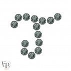 Motif J avec Strass Hotfix Swarovski Xirius 2078 SS20 (5 mm) coloris Black Diamond thermocollant