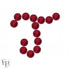 Motif J avec Strass Hotfix Swarovski Xirius 2078 SS20 (5 mm) coloris Rouge Siam clair thermocollant