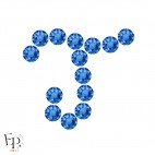 Motif J avec Strass Hotfix Swarovski Xirius 2078 coloris Saphir thermocollant