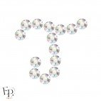 Motif J avec Strass Hotfix Swarovski Xirius 2078 coloris Cristal Aurore Boréale thermocollant