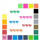 Prénoms, en lettres majuscules à floquer style Ballon anniversaire Coeur (police Happy Birthday) - Uni mat thermocollant