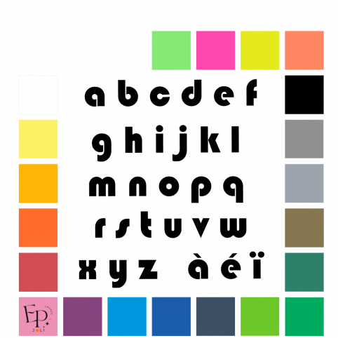 Lettres minuscules à floquer style Ouverture (police Bauhaus 93) - Uni mat thermocollant