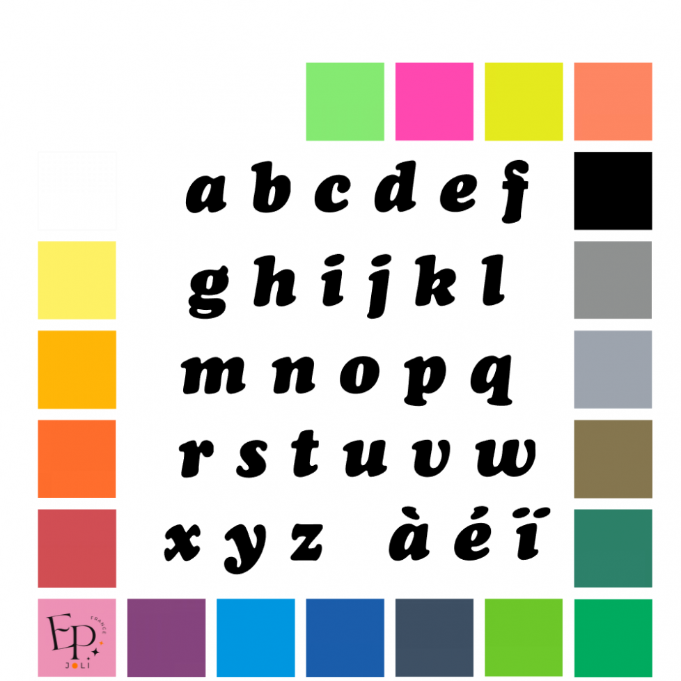 Lettres minuscules à floquer style Amphore (police Cooper Std) - Uni mat thermocollant Lettres minuscules à floquer style Amphore (police Cooper Std) - Uni mat thermocollant