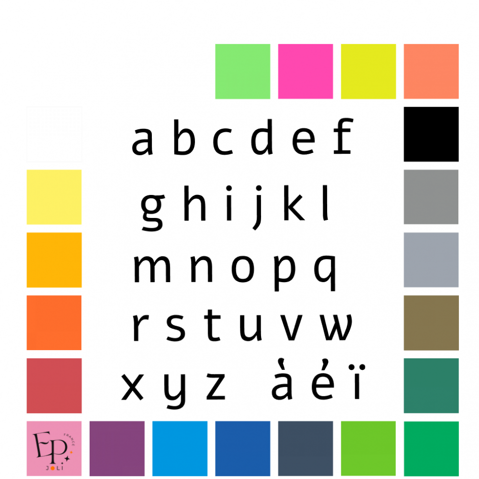 Lettres minuscules à floquer style Régime (police Alef) - Uni mat thermocollant Lettres minuscules à floquer style Régime (police Alef) - Uni mat thermocollant