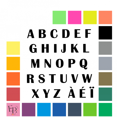 Lettres majuscules à floquer style Force (police Britannic Bold) - Uni mat thermocollant