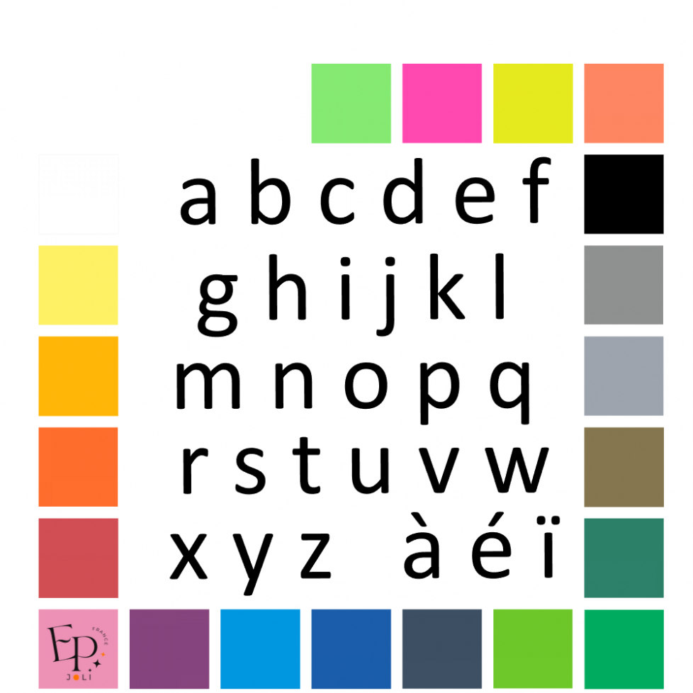 Lettres minuscules à floquer style Pure (police Calibri) - Uni mat thermocollant Lettres minuscules à floquer style Pure (police Calibri) - Uni mat thermocollant