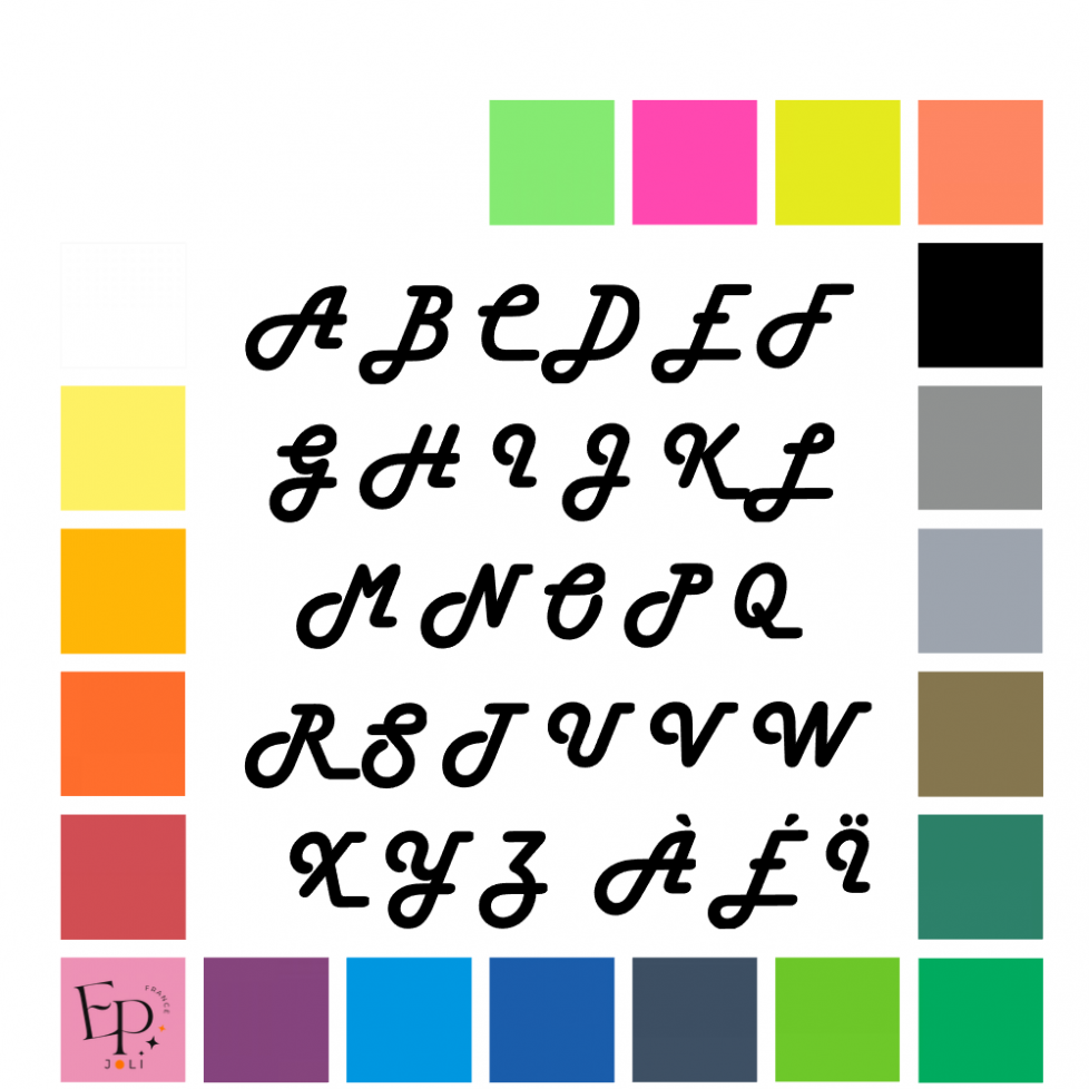 Lettres majuscules à floquer style Vent (police Harlow Solid Italic) - Uni mat thermocollant Lettres majuscules à floquer style Vent (police Harlow Solid Italic) - Uni mat thermocollant