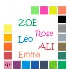 Prénoms en lettres majuscules et minuscules à floquer style Jeunesse (police Kristen ITC) - Uni mat thermocollant