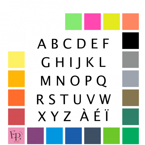 Lettres majuscules à floquer style Livre (police Lucida Sans) - Uni mat thermocollant