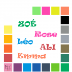 Prénoms en lettres majuscules et minuscules à floquer style Fun (police Ravie) - Uni mat thermocollant