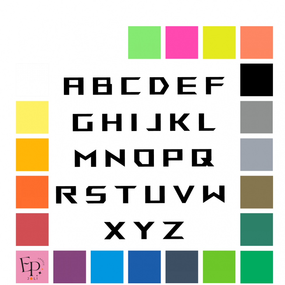Lettres majuscules à floquer style Joueur (police Rog Font) - Uni mat thermocollant Lettres majuscules à floquer style Joueur (police Rog Font) - Uni mat thermocollant