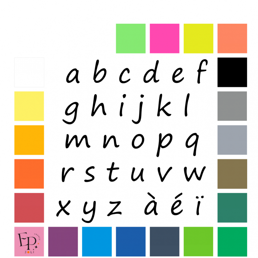 Lettres minuscules à floquer style Ecole (police Segoe Print) - Uni mat thermocollant Lettres minuscules à floquer style Ecole (police Segoe Print) - Uni mat thermocollant