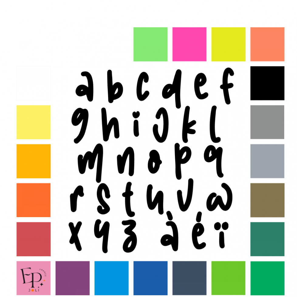 Lettres minuscules à floquer style Maman (police Mama Papa) - Uni mat thermocollant Lettres minuscules à floquer style Maman (police Mama Papa) - Uni mat thermocollant