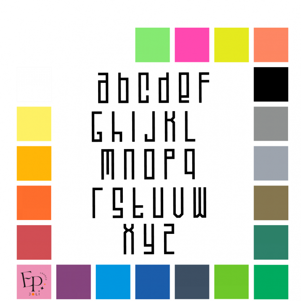 Lettres minuscules à floquer style Jeu vidéo (police Playlines) - Uni mat thermocollant Lettres minuscules à floquer style Jeu vidéo (police Playlines) - Uni mat thermocollant
