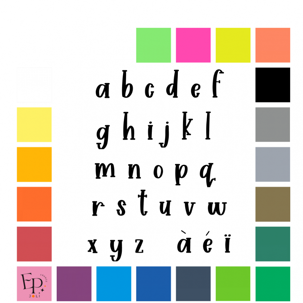 Lettres minuscules à floquer style Tendresse (police Charlie Marley) - Uni mat thermocollant Lettres minuscules à floquer style Tendresse (police Charlie Marley) - Uni mat thermocollant