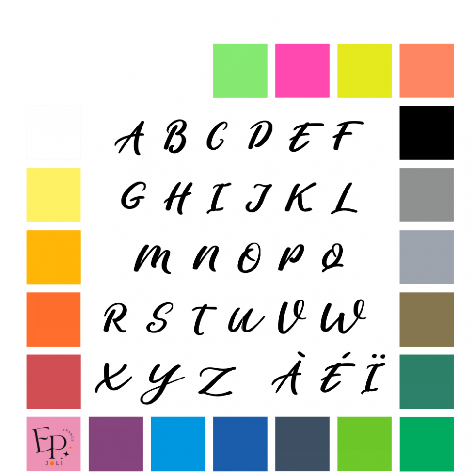 Lettres majuscules à floquer style St Valentin (police Sweet Valentine) - Uni mat thermocollant