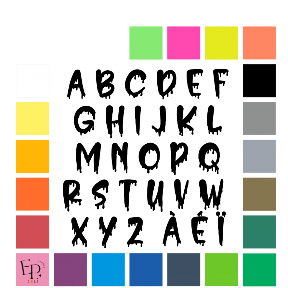 Lettres majuscules à floquer style Blessure (police Hello Crush) - Uni mat thermocollant Lettres majuscules à floquer style Blessure (police Hello Crush) - Uni mat thermocollant