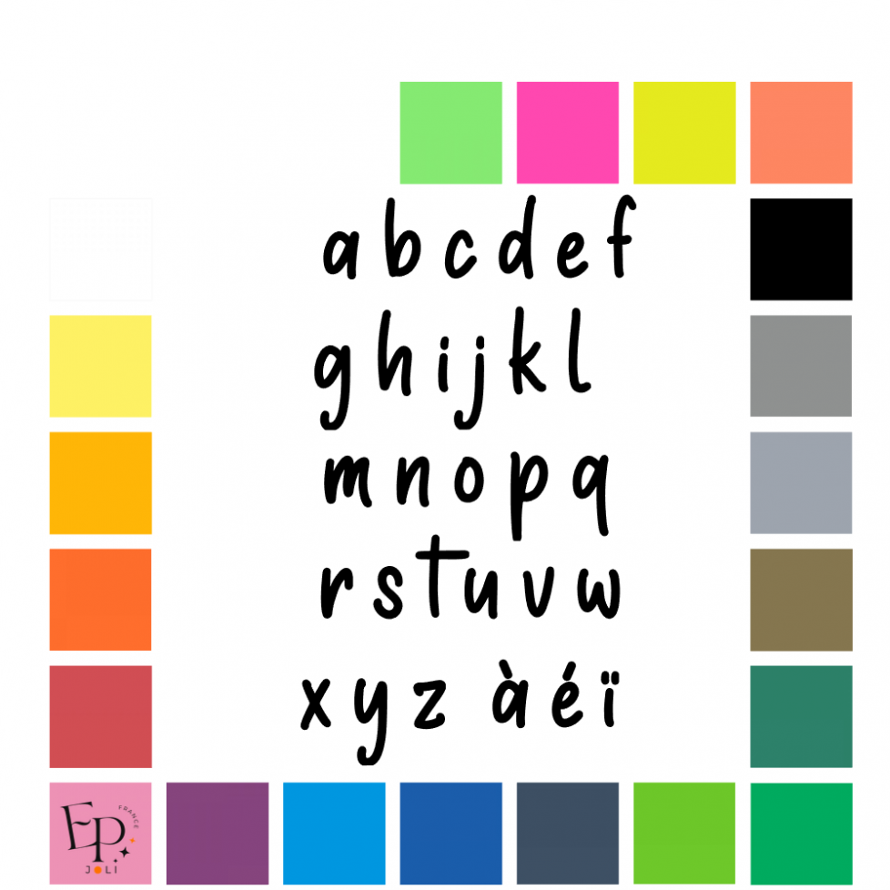 Lettres minuscules à floquer style Fraise (police Sweety Strawberry) - Uni mat thermocollant Lettres minuscules à floquer style Fraise (police Sweety Strawberry) - Uni mat thermocollant