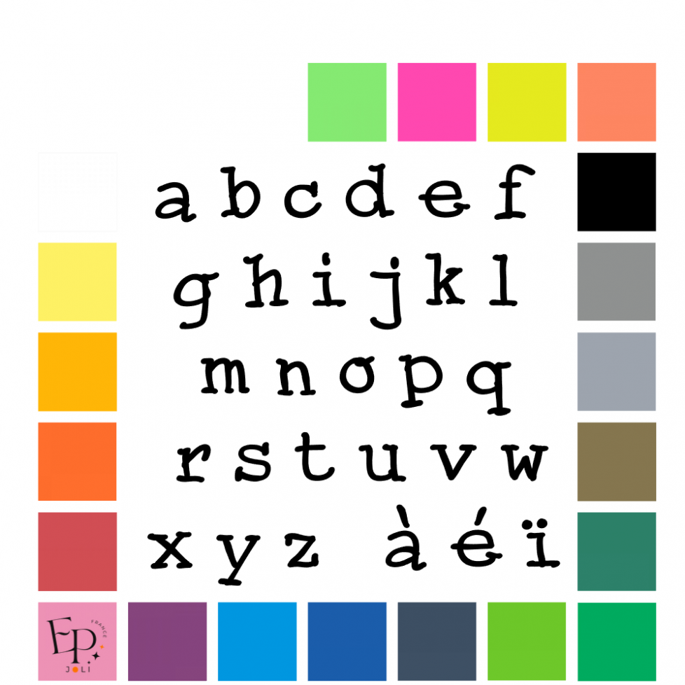 Lettres minuscules à floquer style Machine à écrire (police Nf Kold) - Uni mat thermocollant Lettres minuscules à floquer style Machine à écrire (police Nf Kold) - Uni mat thermocollant