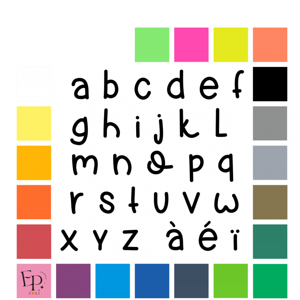 Lettres minuscules à floquer style Vache (police Nacow Pies) - Uni mat thermocollant Lettres minuscules à floquer style Vache (police Nacow Pies) - Uni mat thermocollant