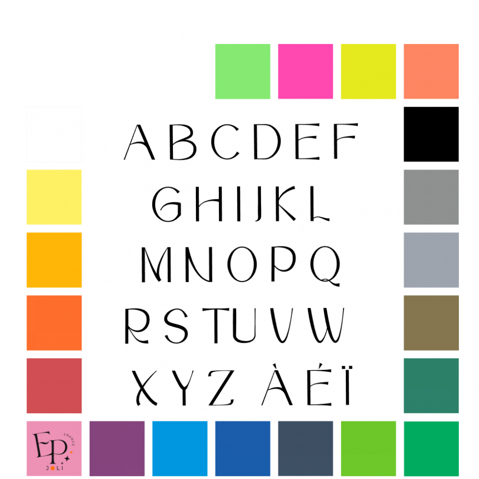 Lettres majuscules à floquer style Classe (police Daragie) - Uni mat thermocollant Lettres majuscules à floquer style Classe (police Daragie) - Uni mat thermocollant