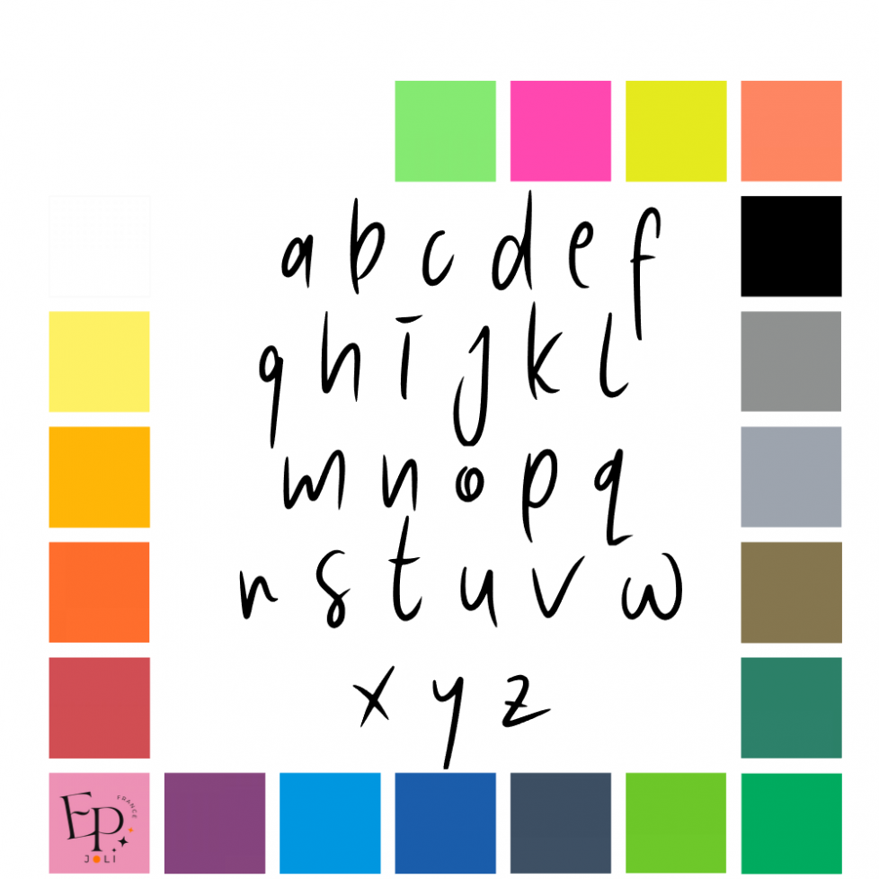 Lettres minuscules à floquer sans accent style Wasabi (police Wasabi) - Uni mat thermocollant Lettres minuscules à floquer sans accent style Wasabi (police Wasabi) - Uni mat thermocollant