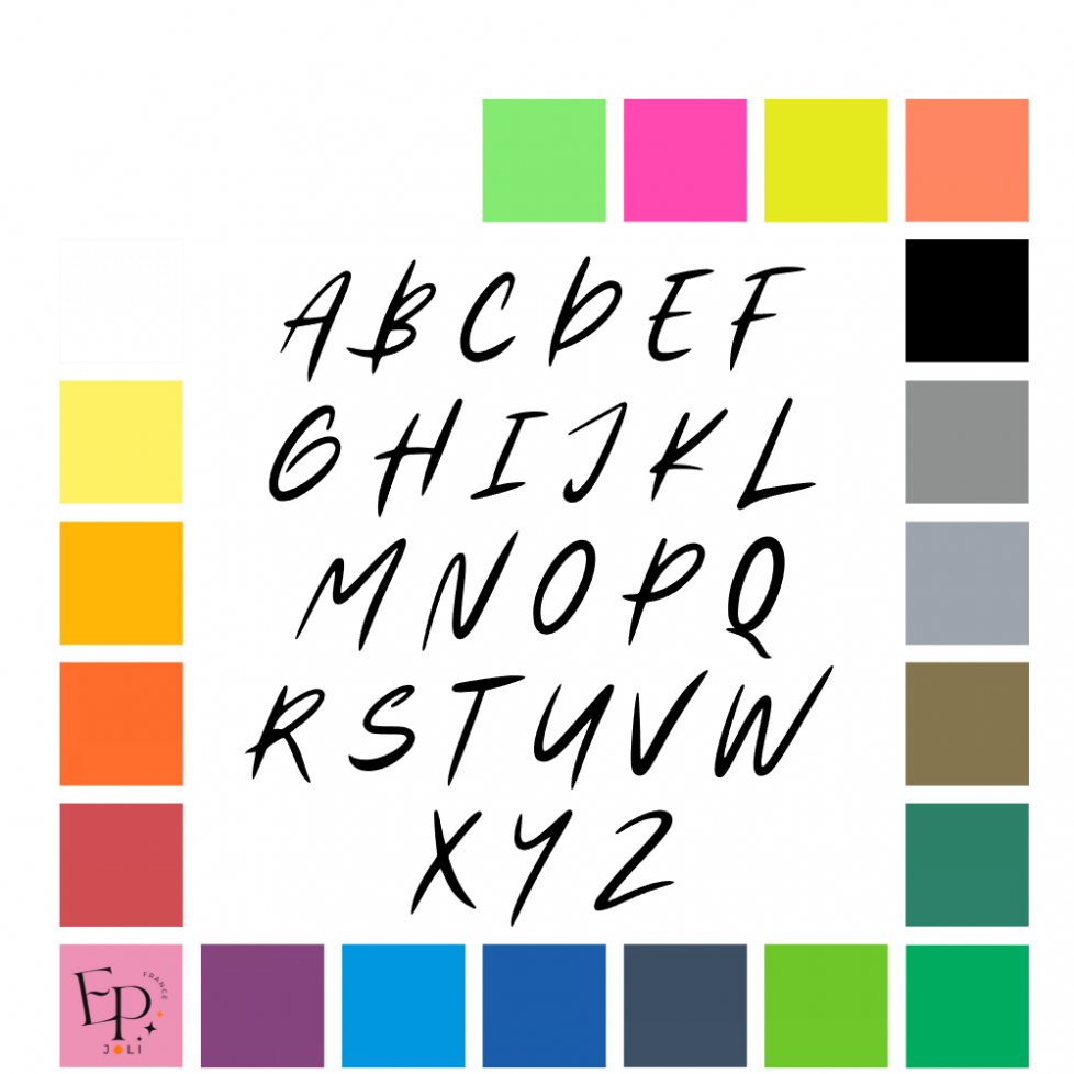 Lettres majuscules à floquer style Majesté (police Majesty) - Uni mat thermocollant