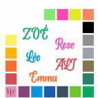 Prénoms en lettres majuscules et minuscules à floquer style Naïf (police Albertho) - Uni mat thermocollant