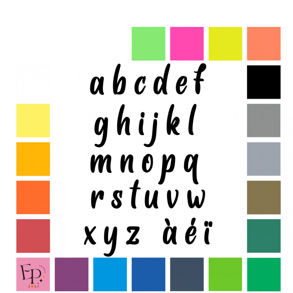 Lettres minuscules à floquer style Naïf (police Albertho) - Uni mat thermocollant
