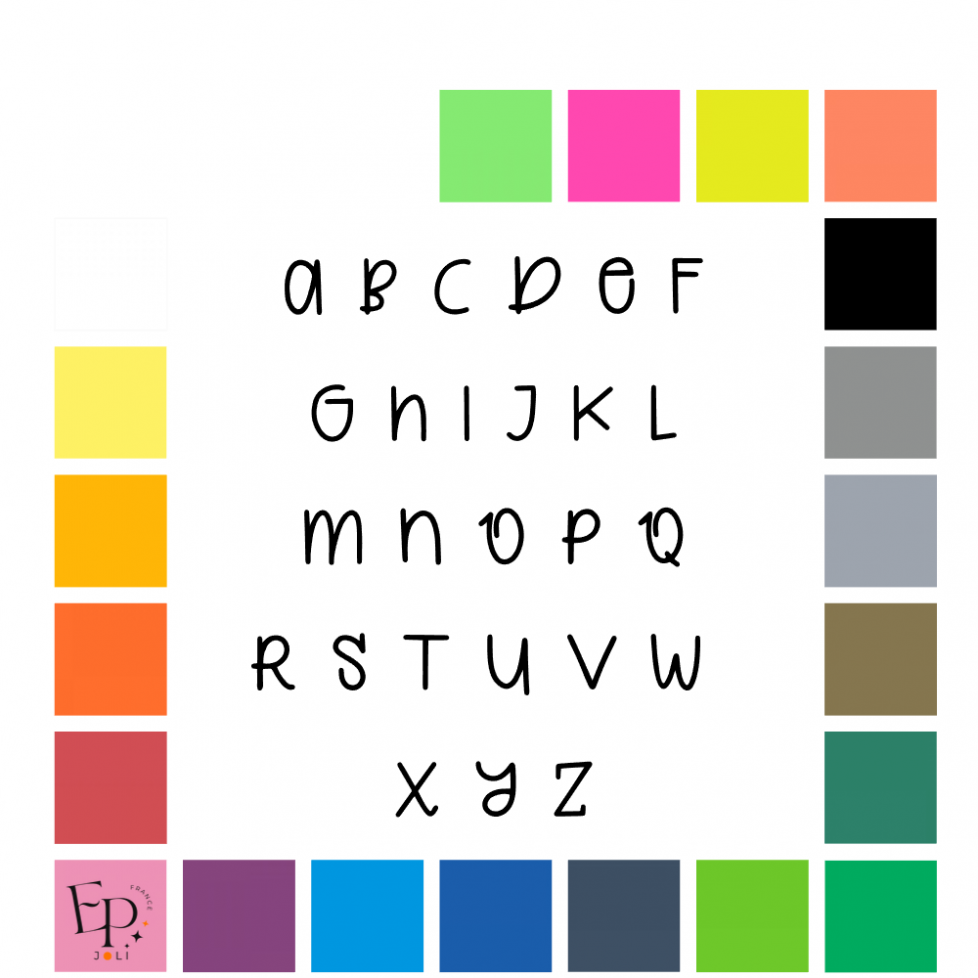 Lettres à floquer sans accent style Emotion (police Quirkle) - Uni mat thermocollant
