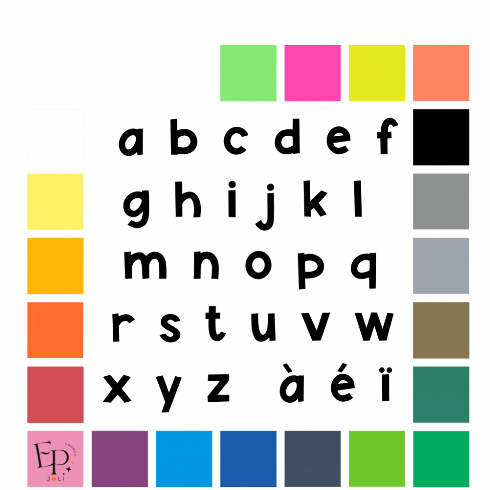 Lettres minuscules à floquer style Singe (police Monkey Mayhem) - Uni mat thermocollant Lettres minuscules à floquer style Singe (police Monkey Mayhem) - Uni mat thermocollant