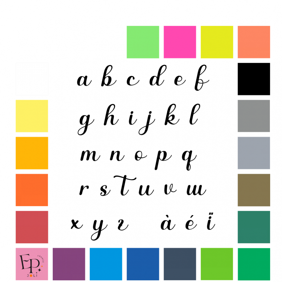 Lettres minuscules à floquer style Amie (police Besthie) - Uni mat thermocollant Lettres minuscules à floquer style Amie (police Besthie) - Uni mat thermocollant