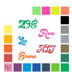 Prénoms en lettres majuscules et minuscules à floquer style Avant (police Vintage) - Uni mat thermocollant