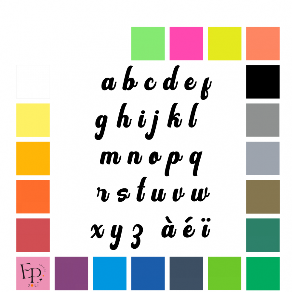 Lettres minuscules à floquer style Avant (police Vintage) - Uni mat thermocollant Lettres minuscules à floquer style Avant (police Vintage) - Uni mat thermocollant