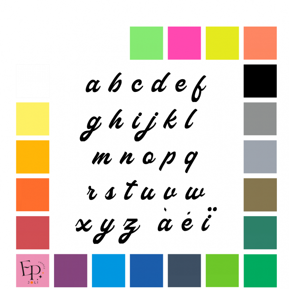 Lettres minuscules à floquer style Seventies (police Haglos) - Uni mat thermocollant Lettres minuscules à floquer style Seventies (police Haglos) - Uni mat thermocollant