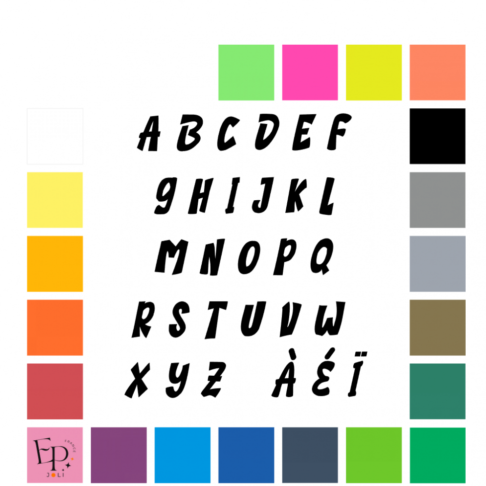 Lettres majuscules à floquer style Berceau (police Birtlove italic) - Uni mat thermocollant