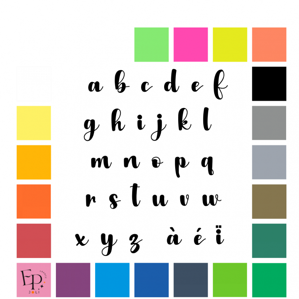 Lettres minuscules à floquer style Gourmand (police Christova) - Uni mat thermocollant Lettres minuscules à floquer style Gourmand (police Christova) - Uni mat thermocollant