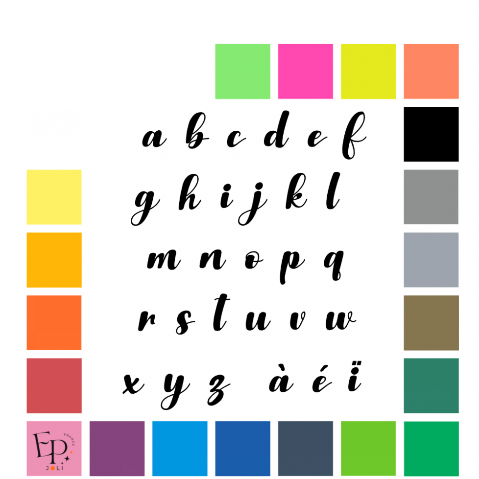 Lettres minuscules à floquer style Gourmandise (police Christova italic) - Uni mat thermocollant Lettres minuscules à floquer style Gourmandise (police Christova italic) - Uni mat thermocollant