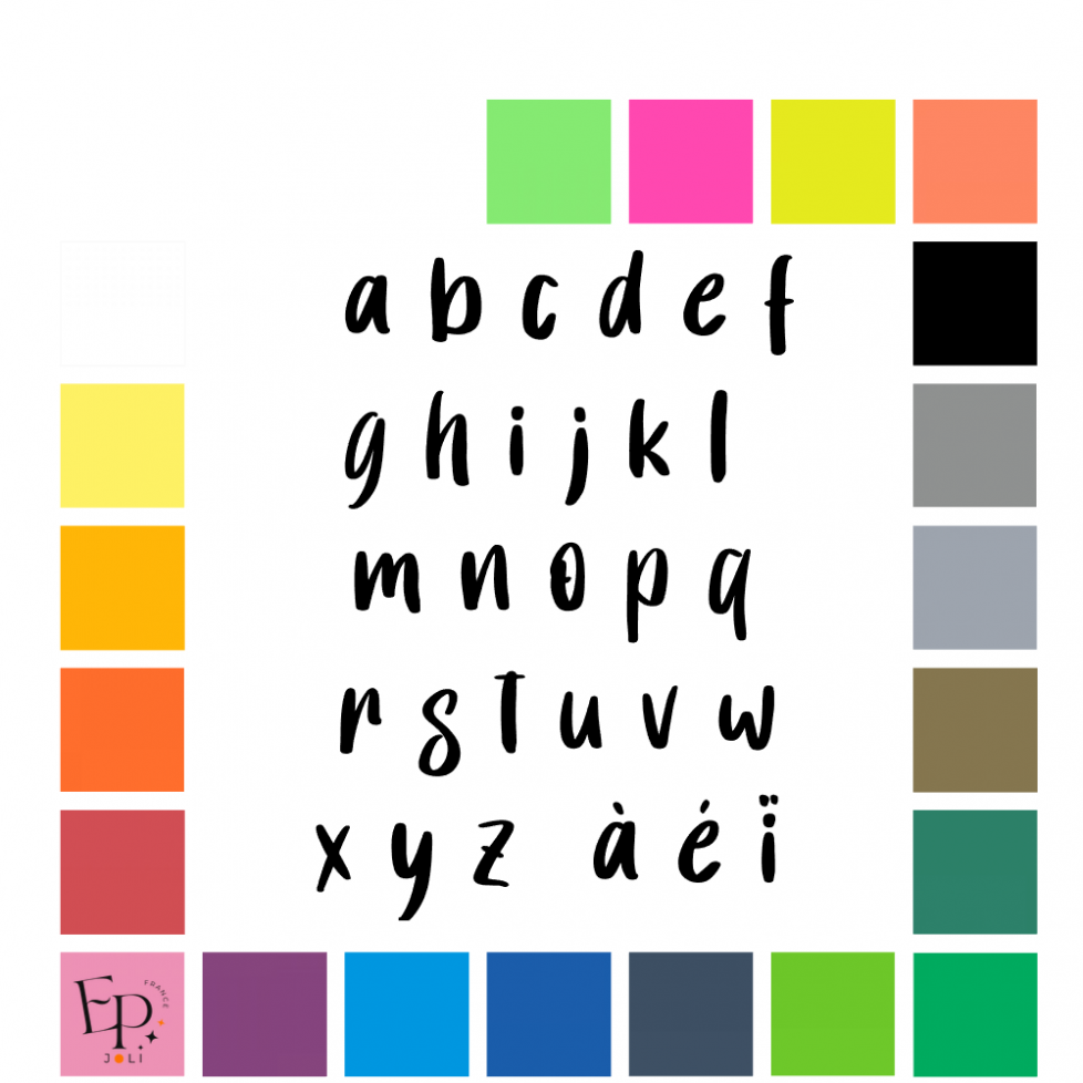 Lettres minuscules à floquer style Rock (police Rockstyle) - Uni mat thermocollant