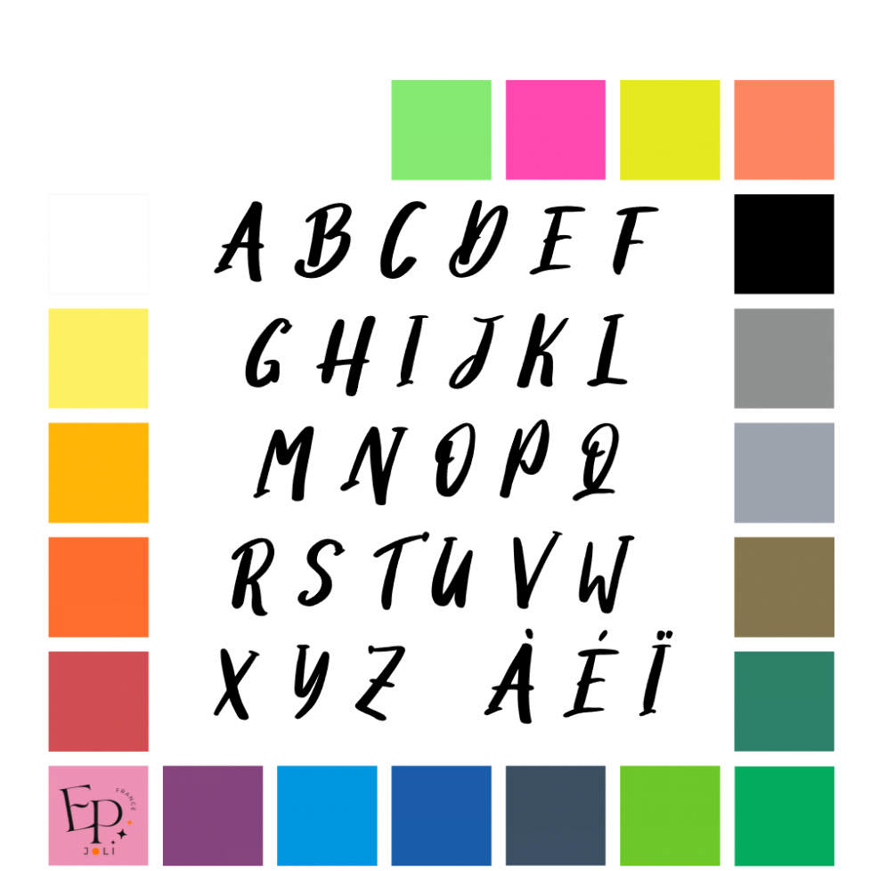 Lettres majuscules à floquer style Rock'n roll (police Rockstyle italic) - Uni mat thermocollant Lettres majuscules à floquer style Rock'n roll (police Rockstyle italic) - Uni mat thermocollant