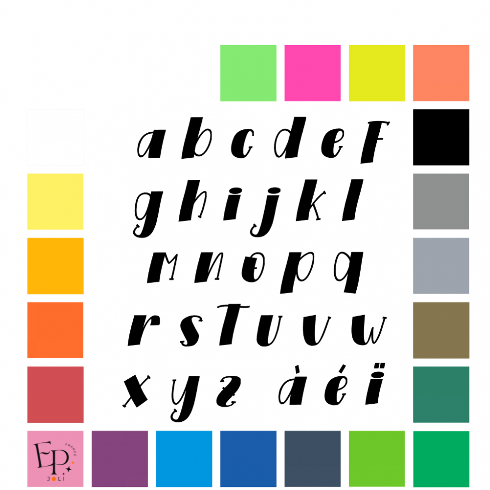Lettres minuscules à floquer style Feutre (police Violethe italic) - Uni mat thermocollant