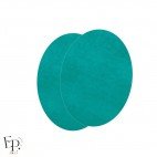 Paire de Genouillères / Coudières thermocollantes enfants en Suédine coloris Bleu paon