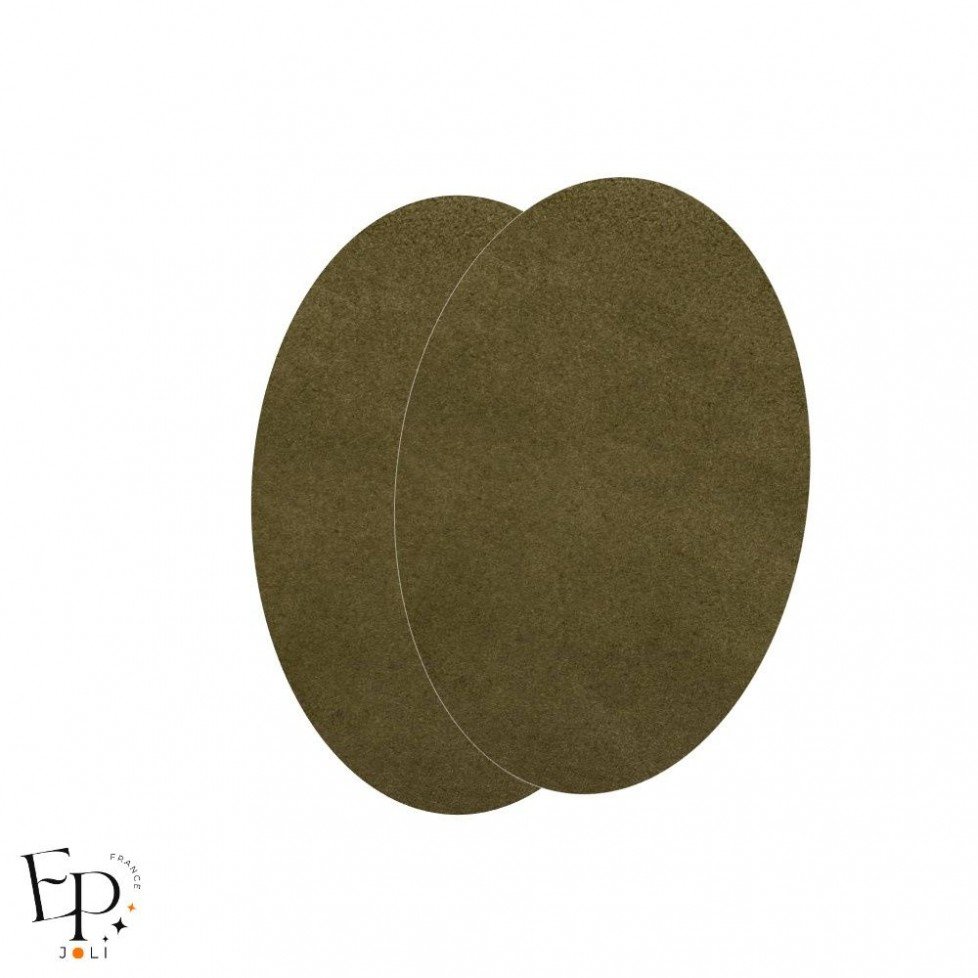 Paire de Genouillères / Coudières thermocollantes enfants en Suédine coloris Vert mousse
