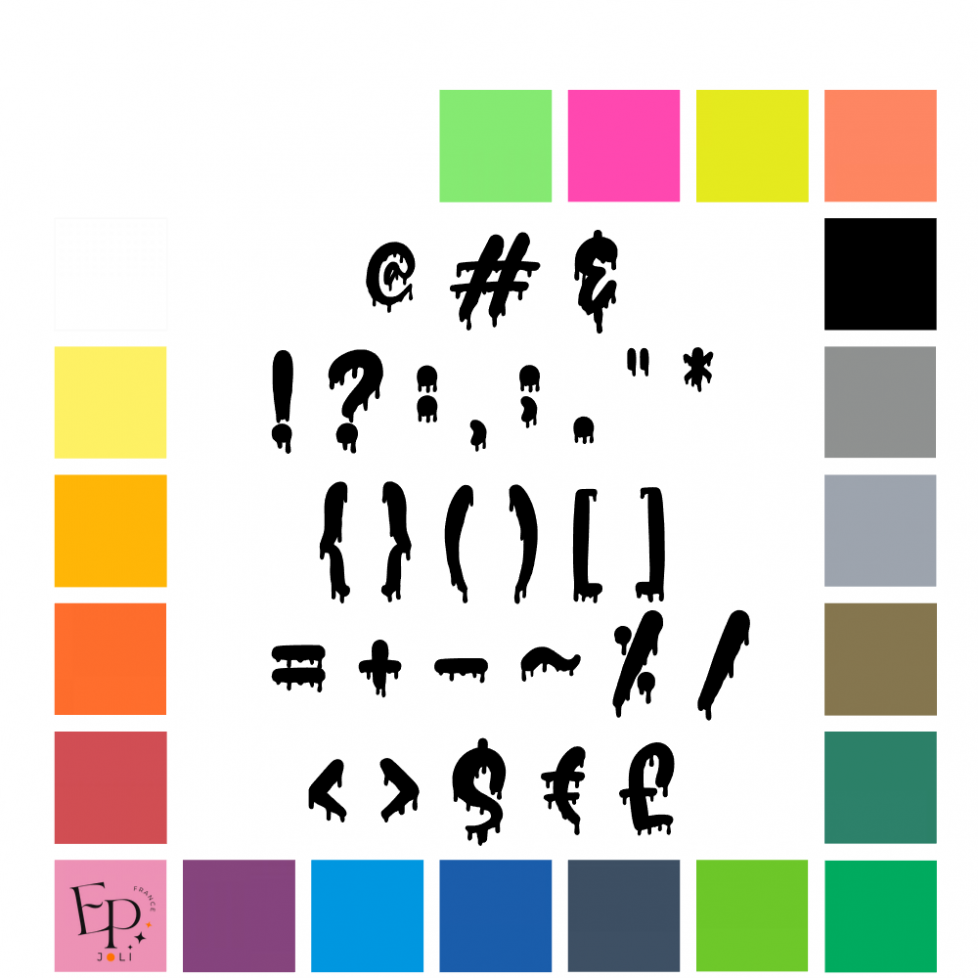 Symboles à floquer style Blessure (police Hello Crush) - Uni mat thermocollant